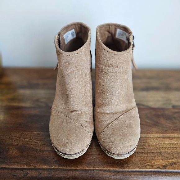 TOMS Avery Wedge Booties Toffee Brown Side Zip Comfort Shoes US 9 - Picture 2 of 12